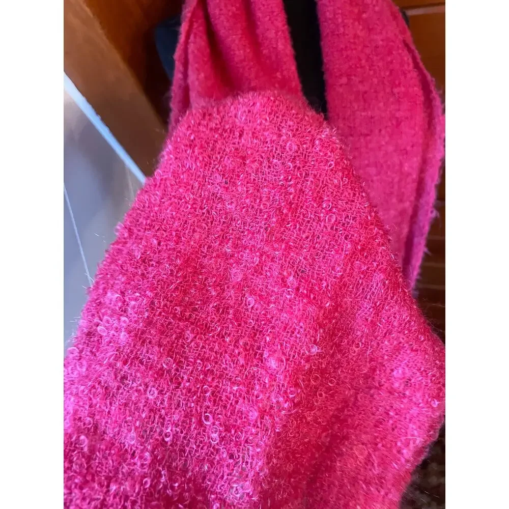 60s Mod Vintage Andrew Stewart Scotland Bright Pink Mohair Blend Shawl Scarf